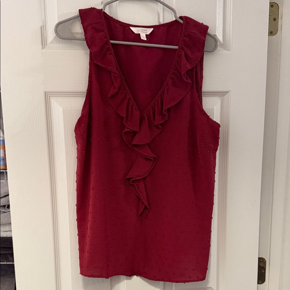 LC Lauren Conrad Ruffle Front Pintuck Sleeveless
Tank Top - Large